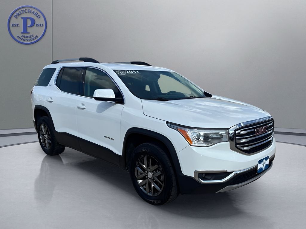 2017 GMC Acadia SLT-1 in Summit White — front three-quarter view
