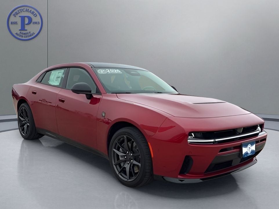2026 Dodge Charger CHARGER SCAT PACK PLUS 4-DOOR AWD in Redeye Exterior Paint — front three-quarter view
