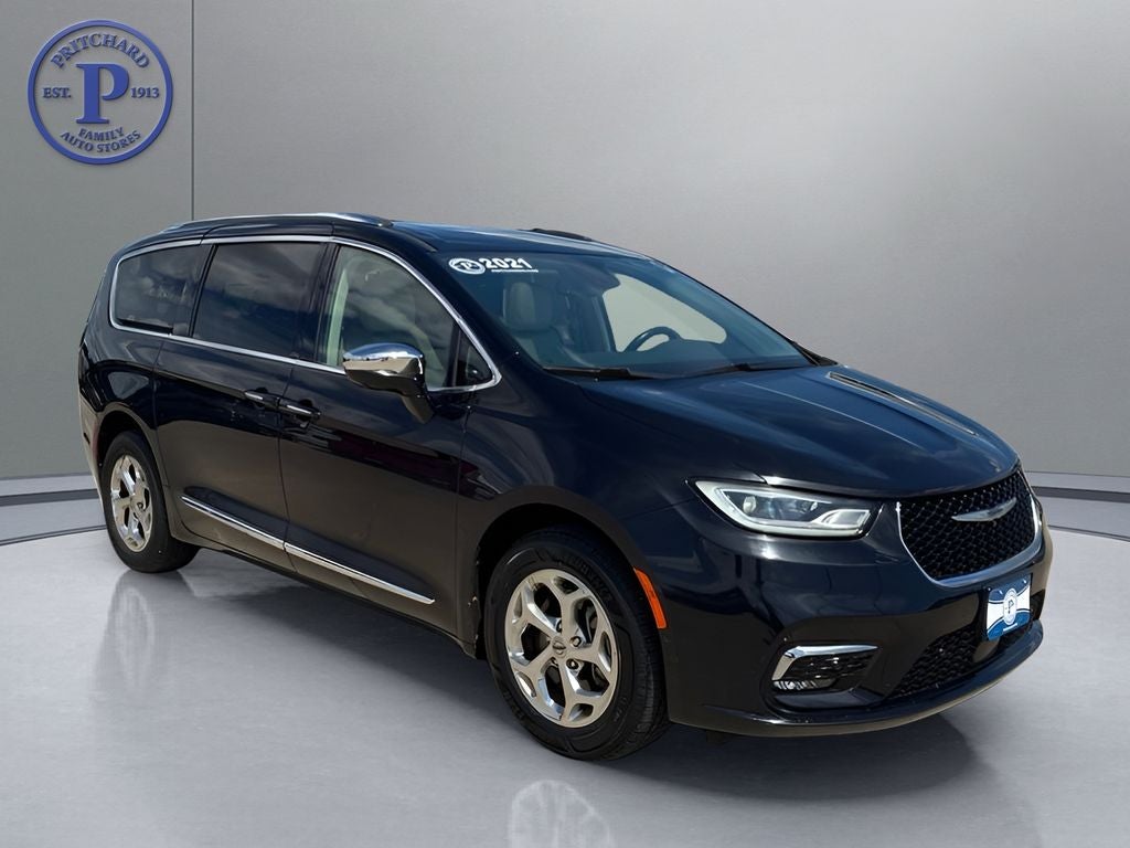 2021 Chrysler Pacifica Limited AWD in Brilliant Black Crystal Pearlcoat — front three-quarter view